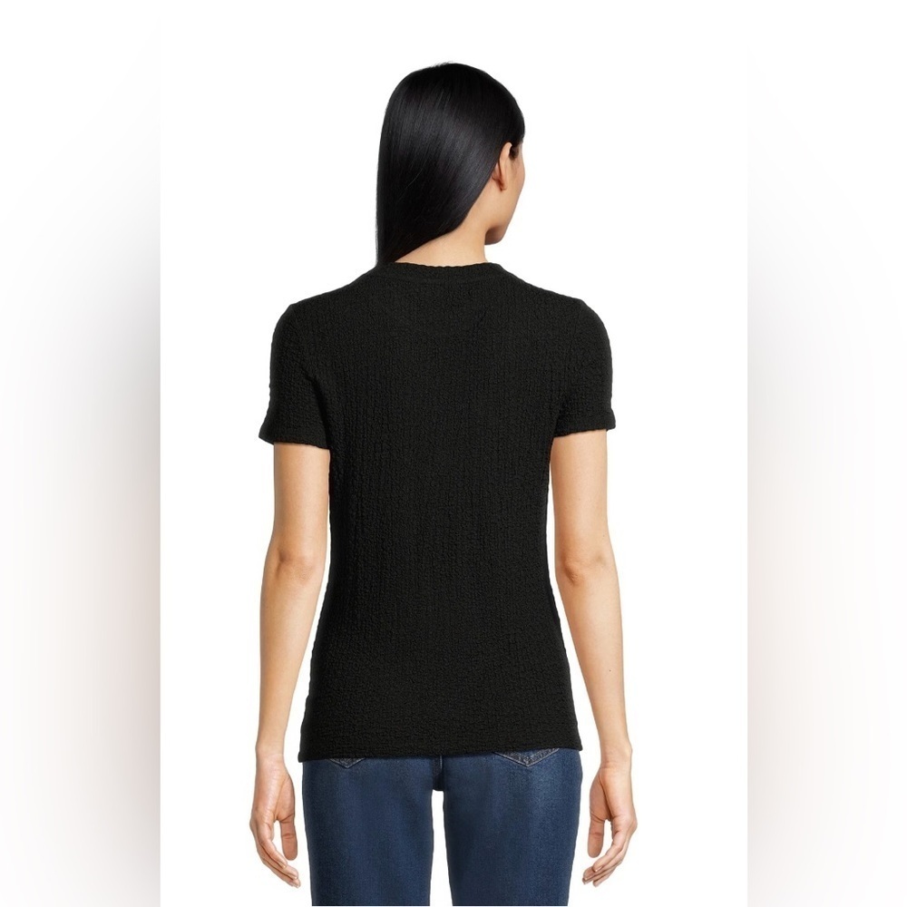Time and Tru Women's Pucker Knit Tee Black Women’s Size Small 4-6 - Picture 3 of 8